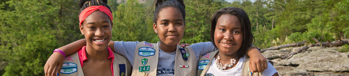 Girl scouts at a park