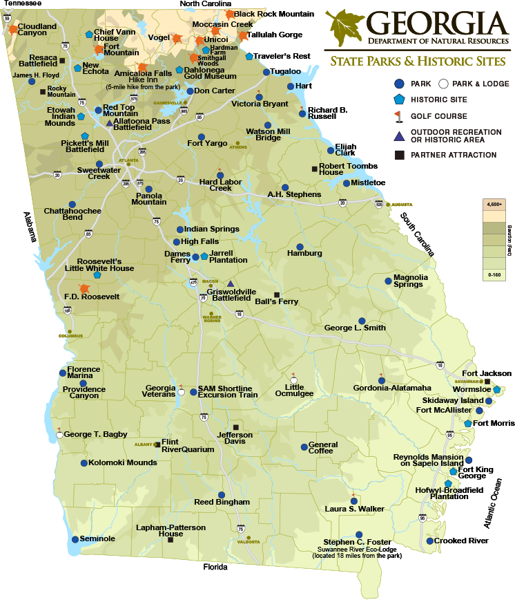 Map of Georgia State Parks & Historic Sites
