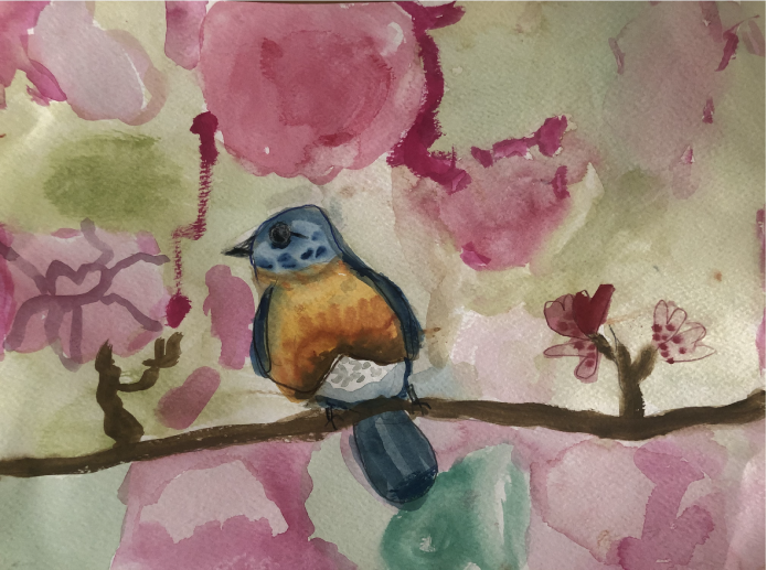 Eastern Blue Bird Watercolor 