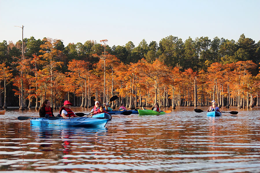 Kayaking people at George L. Smith