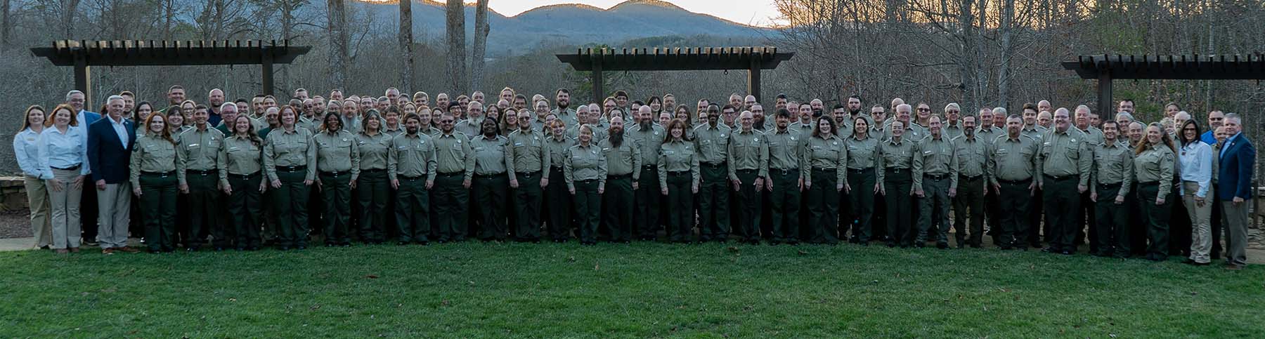 Group photo with many Georgia State Park rangers.