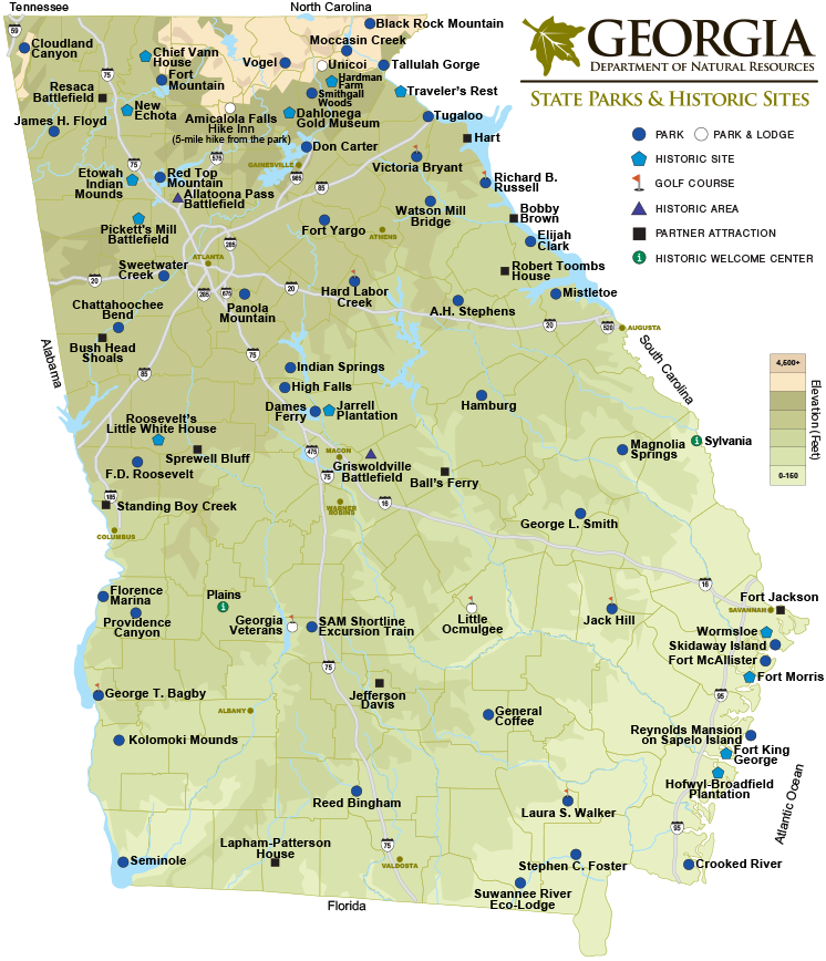 Georgia State Parks & Historic Sites Map